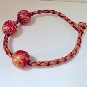 Leather bead bracelet